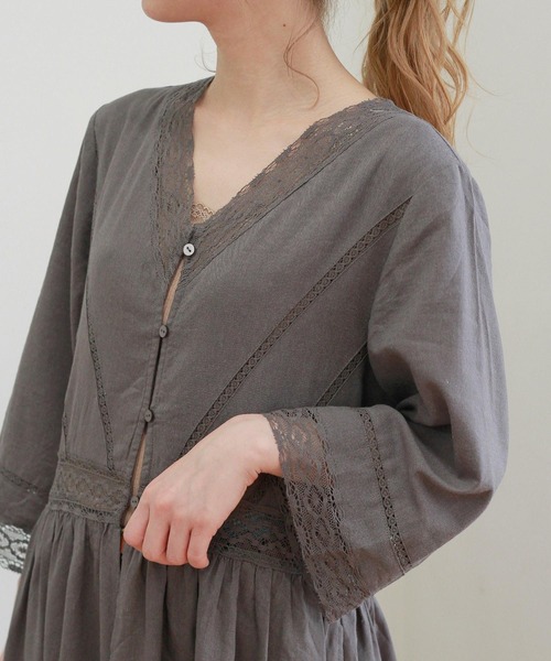 「Crisp」 7分袖ブラウス FREE ブラウン レディース_画像4