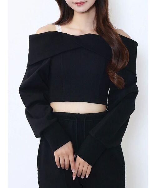 tシャツ オフショルレーススウェットTOP レディース