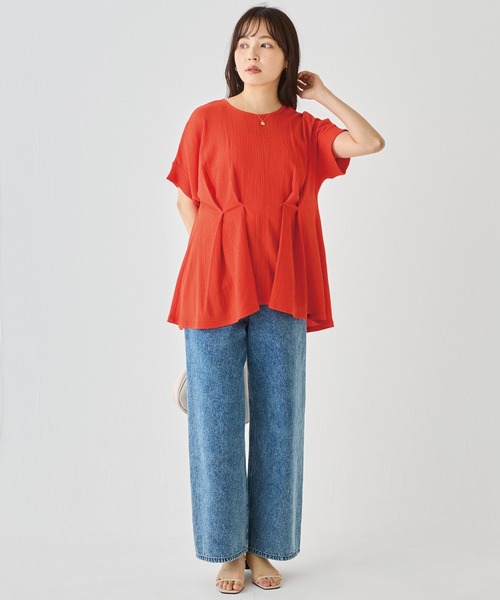 LAVEANGE ラビアンジェ ブラウス シャツ 夏 半袖 洗える 楊柳ストレッチタックブラウス 1枚でスタイルアップ 美シルエット ウエストタック 楽ちん 体型カバー レディース ZOZOTOWN Yahoo 店 - 通販 - Yahoo ショッピング