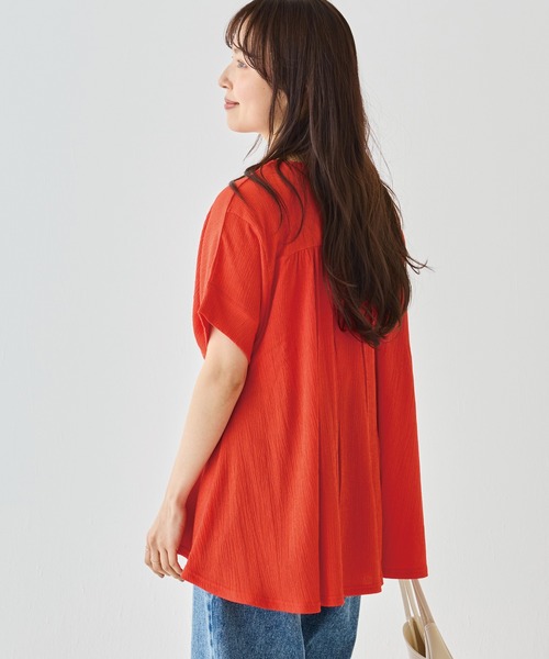 LAVEANGE（ラビアンジェ） ブラウス シャツ 「洗える」楊柳ストレッチ