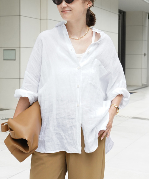 ブラウス シャツ *New Linen ワイドシャツ レディース