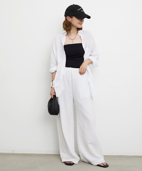 定価30800円 ドゥーズィエムクラス リネンワイドシャツ 白 Deuxieme Classe ブラウス シャツ *New Linen ワイドシャツ