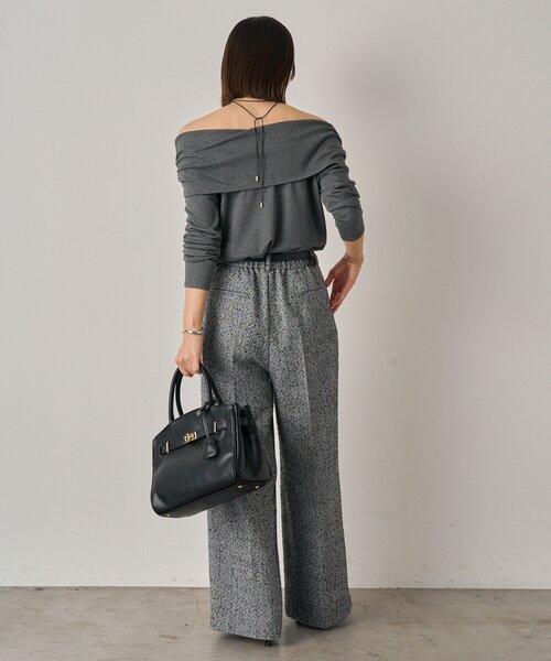 Loungedress パンツ 「全骨格細見え」ツイード2タックワイドパンツ  