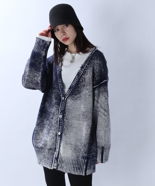「JEANASIS」 ニットカーディガン FREE ブルー レディース