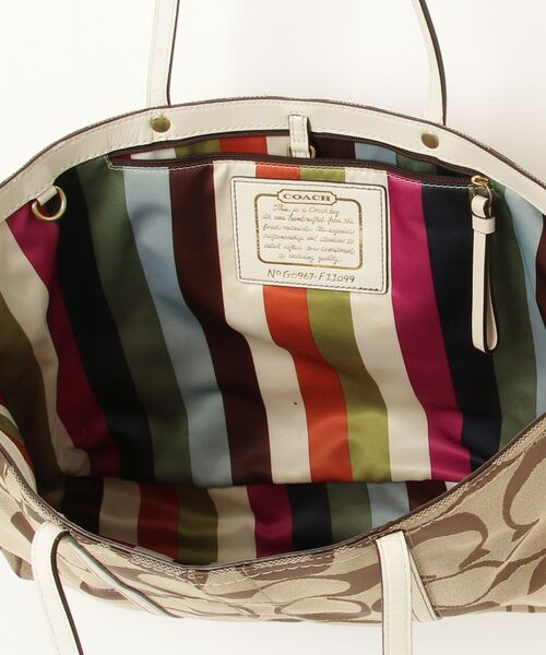 Coach ベージュ トートバッグ　サンローランスカーフ付き COACH トートバッグ ベージュ ピンク スカーフ付き - メルカリ