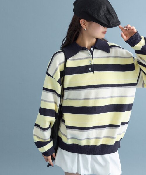 mystic（ミスティック） ニット セーター マルチボーダーラガーニット