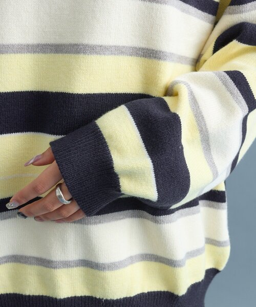 mystic（ミスティック） ニット セーター マルチボーダーラガーニット