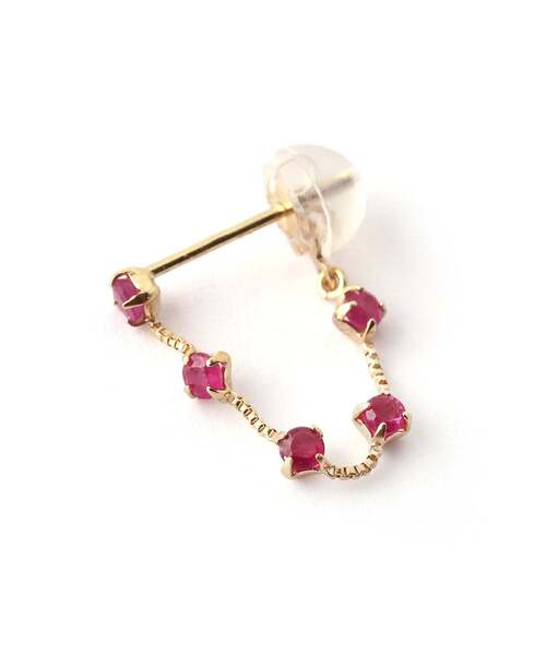 SIENA ROSE（シエナロゼ） ピアス ルビーチェーンフープピアス