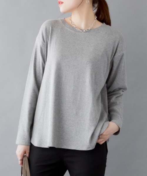 machatt　ラウンドヘムロングTシャツ(ライトグレー) YUDANGI ROUND HEM LONG T-SHIRT ラウンドヘムロングTシャツ| PILABOT