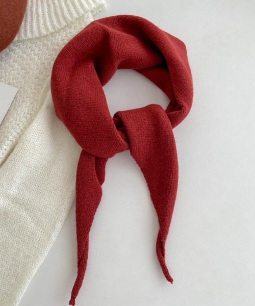 スカーフ バンダナ ウール混 6色展開 三角ニットスカーフ レディース