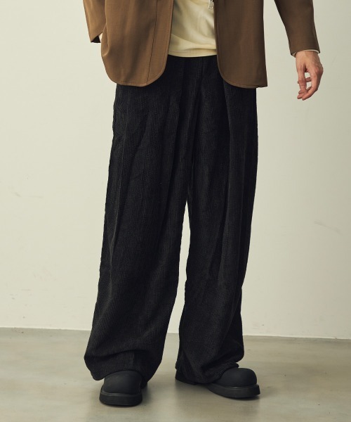 Shoowtime（ショウタイム） パンツ Corduroy Tuck Wide Slacks