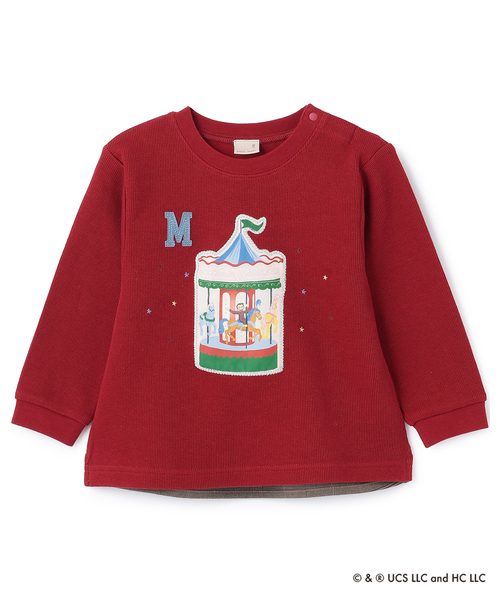 petit main tシャツ 「おさるのジョージ」接結アップリケ長袖Tシャツ