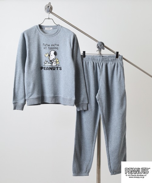 PEANUTS パジャマ プリント 裏起毛上下セット メンズ レディース