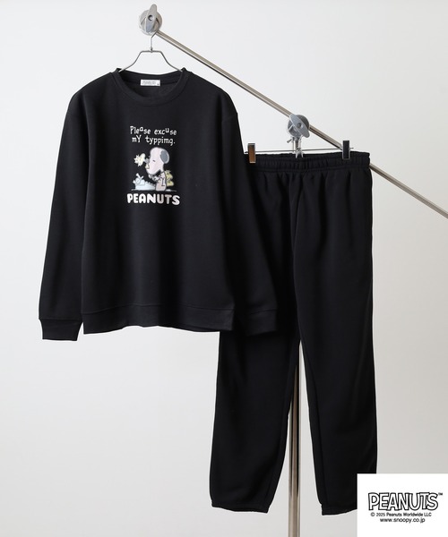 PEANUTS パジャマ プリント 裏起毛上下セット メンズ レディース