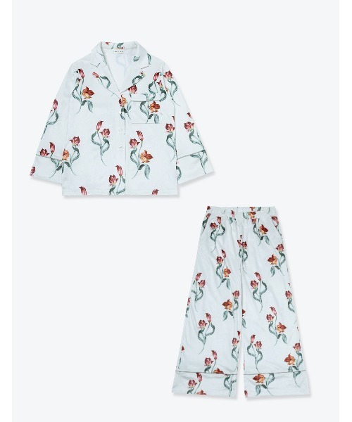 完売品　sleepy sleepy チューリップベロアパジャマ長袖ロングパンツ ラインチューリップベロアパジャマ長袖ロングパンツ/ギフト/クリスマス