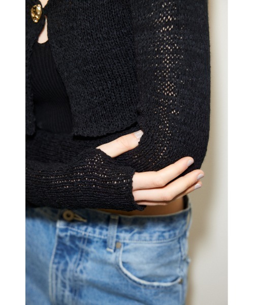 「THROW by SLY」 ニットカーディガン FREE クリアレッド レディース_画像6