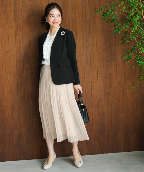 any SiS ノーカラージャケットセレモニーダブルクロスカラーレスジャケット ANY SIS（エニィスィス） ジャケット ノーカラージャケット セレモニー