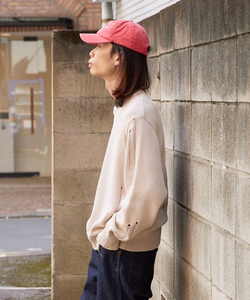 supplier ディストレストレザー付きニットセーター セーター ニット