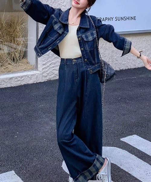 Girly Doll（ガーリードール） セットアップ チェック柄デザインデニム