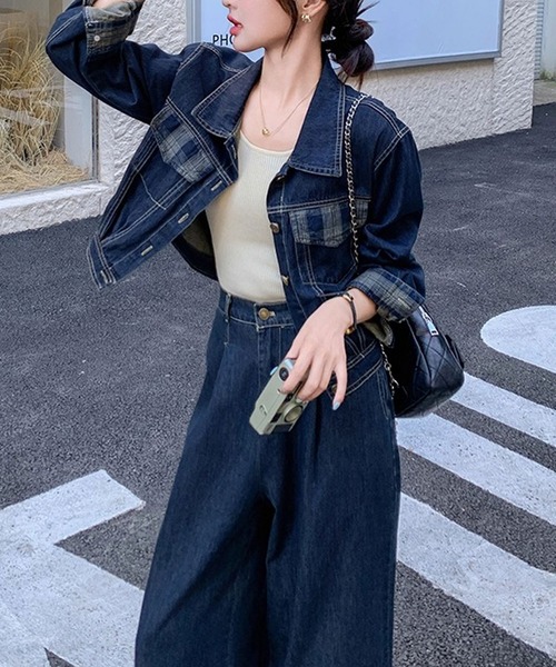 Girly Doll（ガーリードール） セットアップ チェック柄デザインデニム