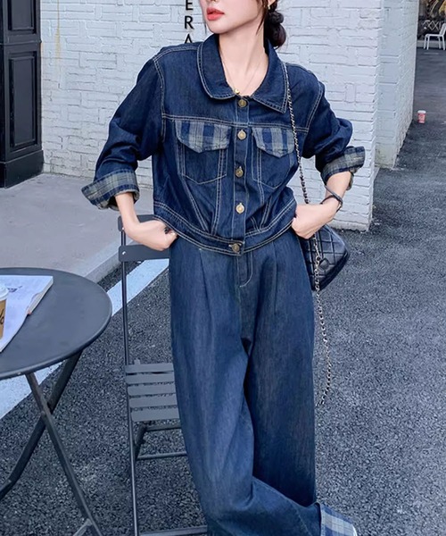 Girly Doll（ガーリードール） セットアップ チェック柄デザインデニム