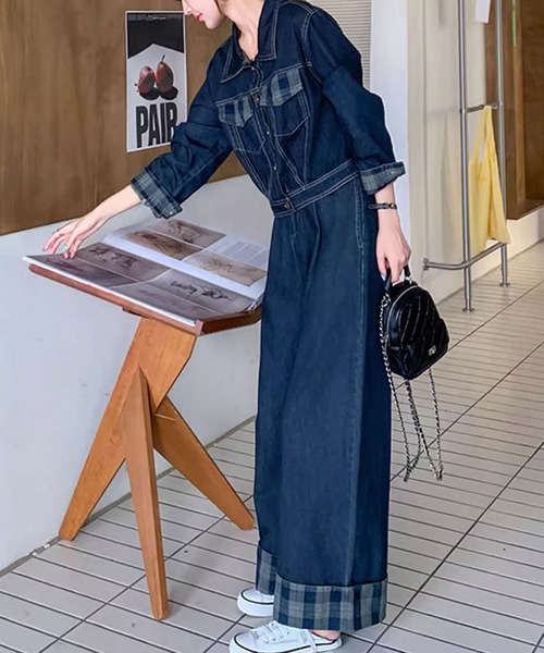 Girly Doll（ガーリードール） セットアップ チェック柄デザインデニム