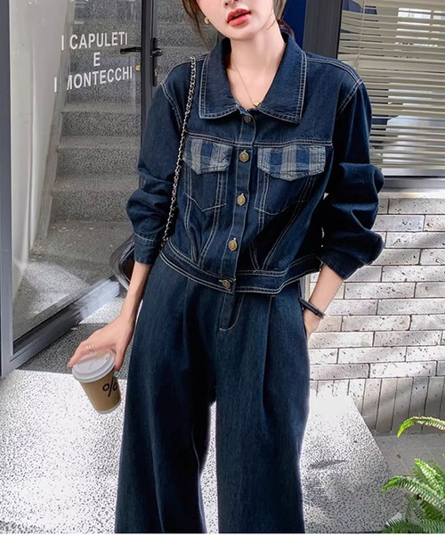 Girly Doll（ガーリードール） セットアップ チェック柄デザインデニム