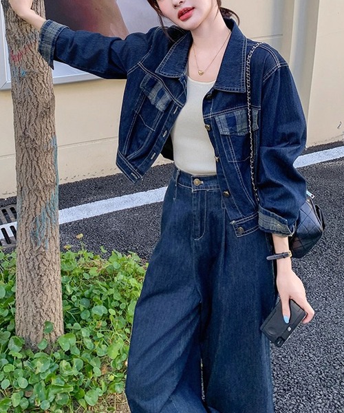 Girly Doll（ガーリードール） セットアップ チェック柄デザインデニム