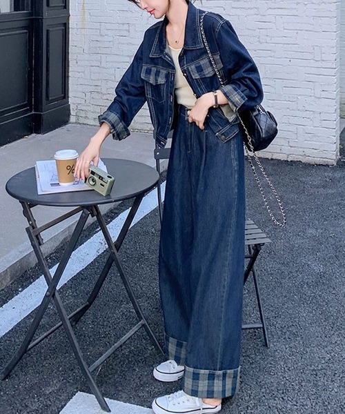 Girly Doll（ガーリードール） セットアップ チェック柄デザインデニム