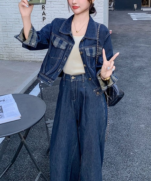 Girly Doll（ガーリードール） セットアップ チェック柄デザインデニム