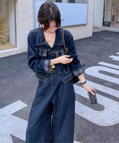 Girly Doll（ガーリードール） セットアップ チェック柄デザインデニム