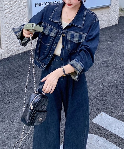 Girly Doll（ガーリードール） セットアップ チェック柄デザインデニム