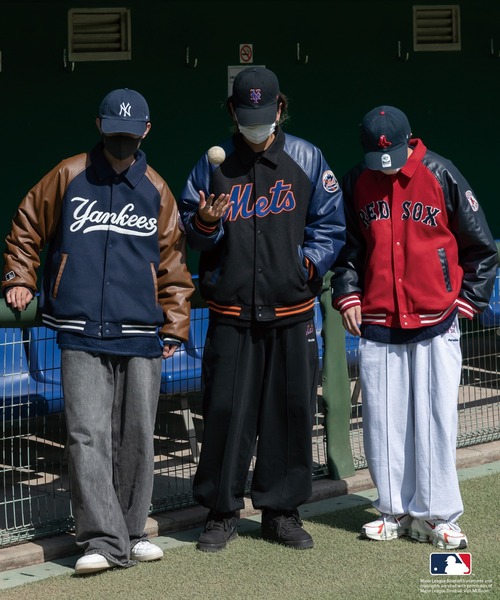 Perushu スタジャン「MLBコラボ」 X-LARGE ネイビー メンズ : ZOZOTOWN