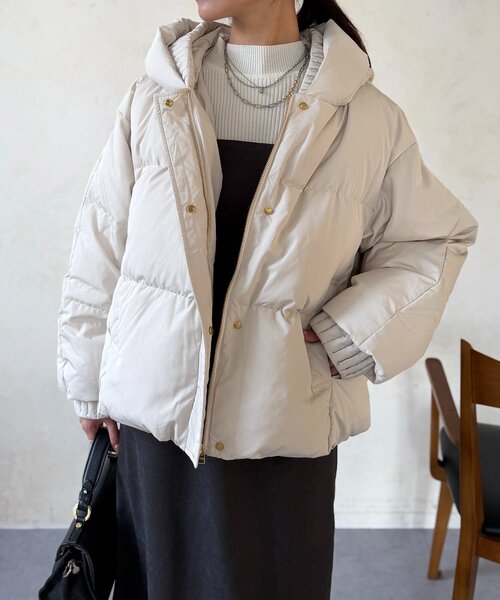 ショートダウンしょこたん様 Chez toi（シェトワ） ダウンコート ダウンジャケット プリーツネック