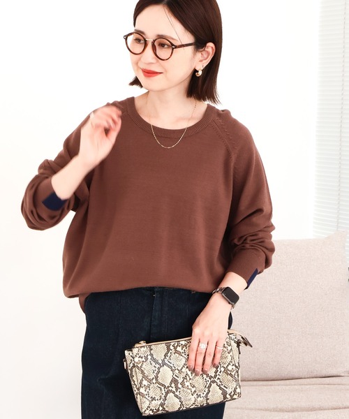 ANTIPAST ニット 茶色 ブラウン 1 トップス 日本製 セーター バラ柄 千鳥格子 ブラウン×ベージュ ニットセーター【0212A02】 | 【公式