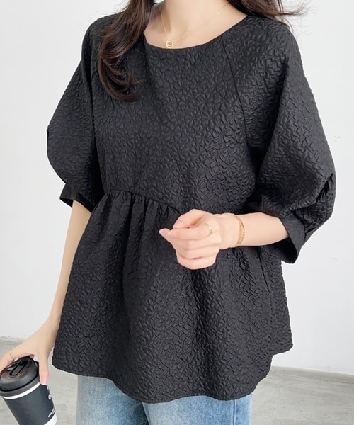 「ECLIN」 半袖ブラウス M ブラック レディース_画像6