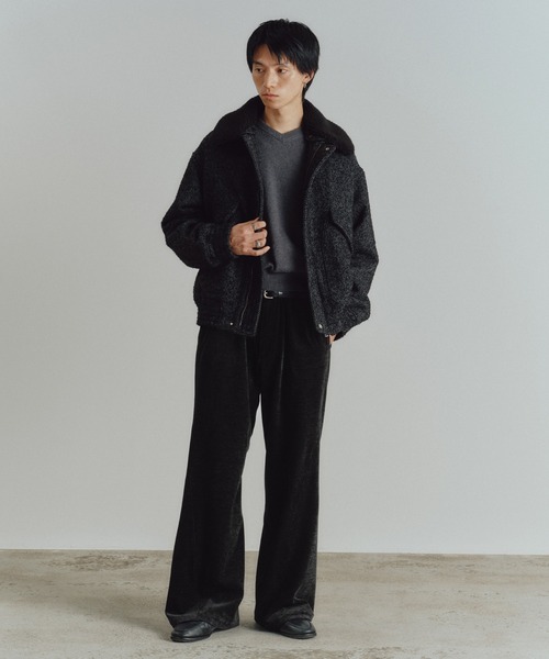 WYM LIDNM パンツ WASHED VELVET CURVE CUT WIDE PANTS メンズ