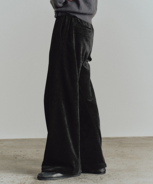 WYM LIDNM パンツ WASHED VELVET CURVE CUT WIDE PANTS メンズ