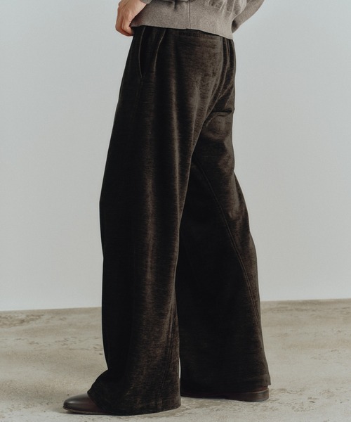 WYM LIDNM パンツ WASHED VELVET CURVE CUT WIDE PANTS メンズ