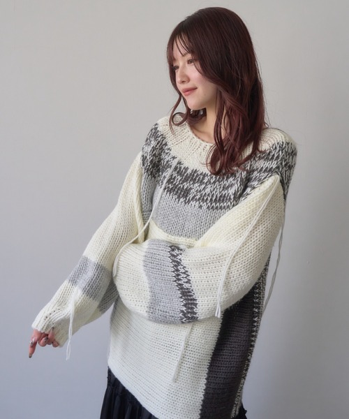 「mellowneon」 長袖ニット FREE ベージュ レディース_画像2