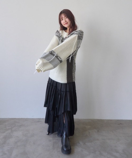 「mellowneon」 長袖ニット FREE ベージュ レディース_画像3