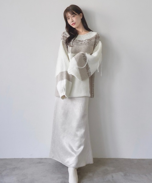 「mellowneon」 長袖ニット FREE ベージュ レディース_画像6