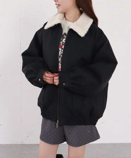 archives（アルシーヴ） ブルゾン アウター ファー衿付中綿フェイク