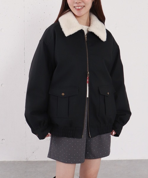 archives（アルシーヴ） ブルゾン アウター ファー衿付中綿フェイク