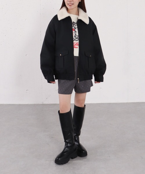 archives（アルシーヴ） ブルゾン アウター ファー衿付中綿フェイク