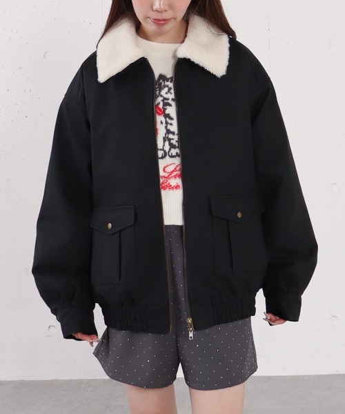 archives（アルシーヴ） ブルゾン アウター ファー衿付中綿フェイク