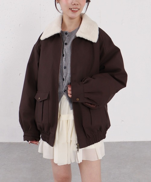 archives（アルシーヴ） ブルゾン アウター ファー衿付中綿フェイク