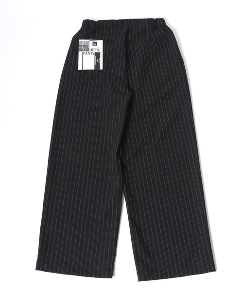 スラックス ストライプ・チェック柄 ワンタックワイドパンツ