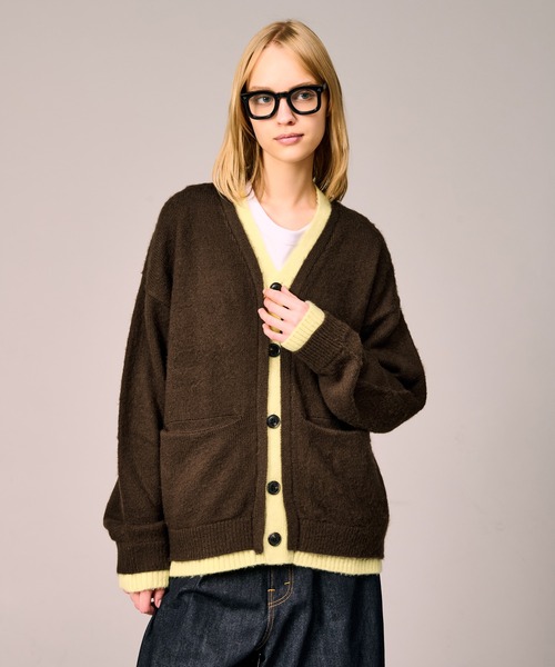 WETTEMPT カーディガン V NECK BRUSHED LAYERED CARDIGAN / Vネック