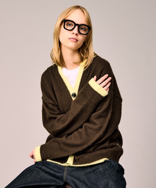 WETTEMPT カーディガン V NECK BRUSHED LAYERED CARDIGAN / Vネック